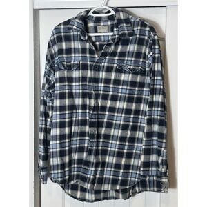 Jachs Button Up Heavy Outdoors Flannel Shirt Mens XLT Blue Plaid